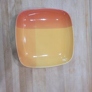 222 Fifth Red Yellow Color Block Square Salad Serving Plate 8.75 x 8.75
